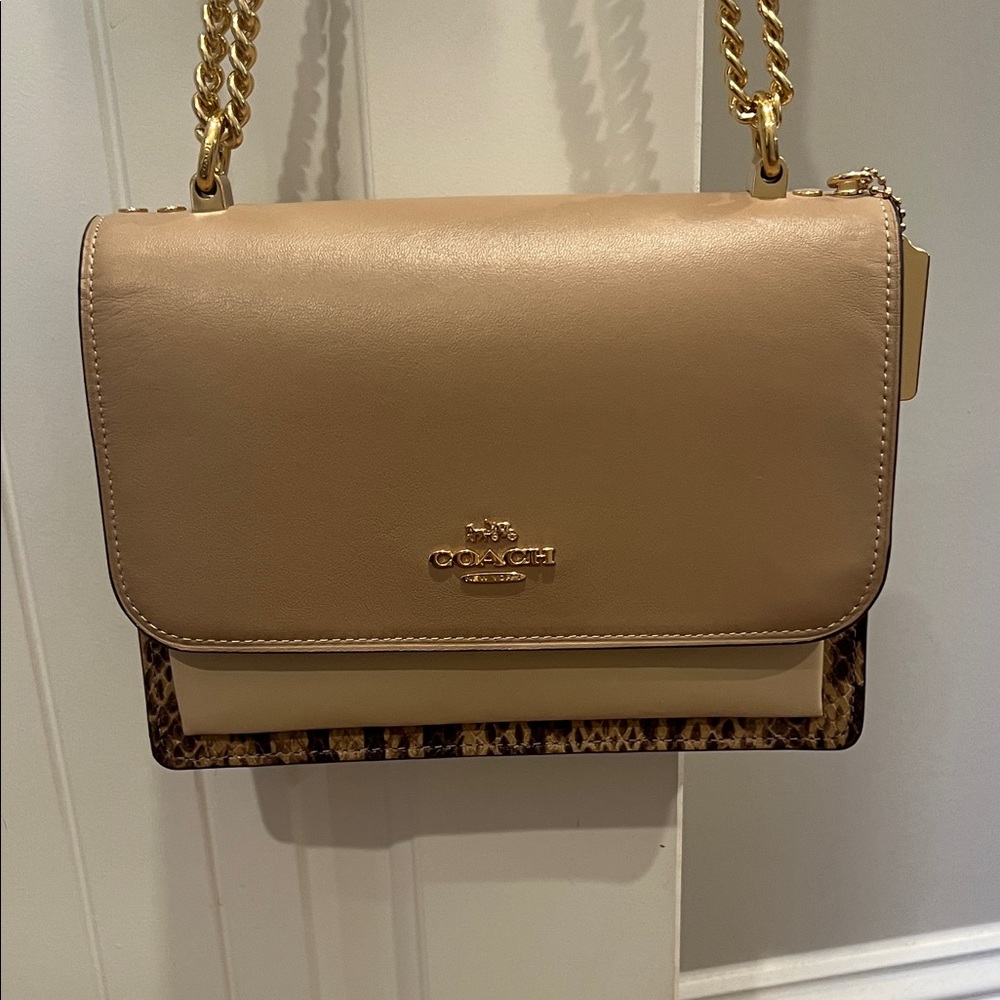 Coach Beige and Leopard Print Crossbody Bag